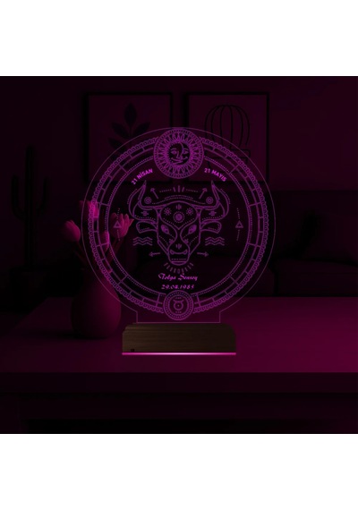 Luvivia Astroloji Boğa Burcu Kişiye Özel 3d Lamba - Masa Gece Lambası