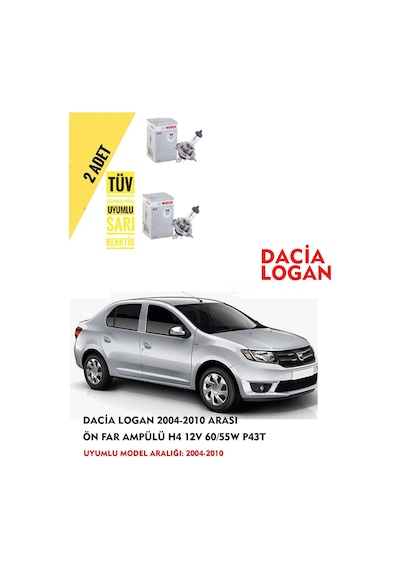 Dacia Logan 2001-2010 Arası Ön Far Ampül Takımı 2 Adet