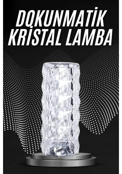 Kristal Lamba Masa Lambası Şarjlı Masa Lambası Dokunmatik Sensör Usb Şarjlı Antrasit Melanj