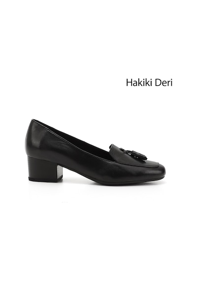 Gönderi(R) Gönderi R Kadın Siyah Küt Burun Kısa Kalın Topuklu Hakiki Deri Ayakkabı Ddza61313313 siyah
