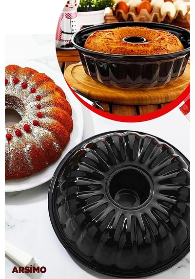 Yanmaz Yapışmaz 18 Dilimli 28 Cm Emaye Kek Kalıbı Siyah