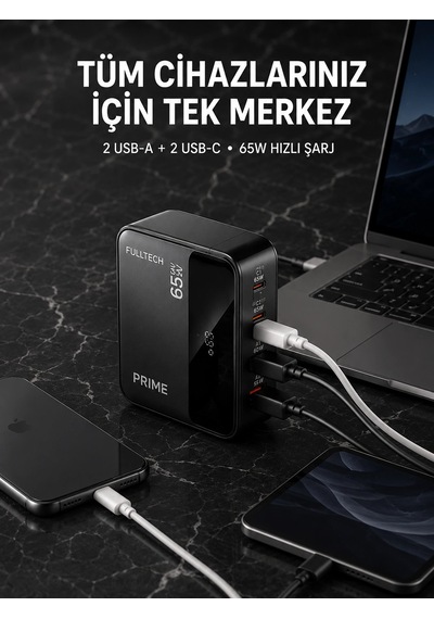 Znv Zenvia Mey İthalat 4 Portlu Gan Masaüstü Hızlı Şarj İstasyonu Znv2025 Cmn