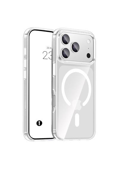 İphone 17 Pro Max Magsafe Uyumlu Şeffaf Kılıf, Sararmaz Sert Mika Kristal Koruyucu Kapak 50 x 22