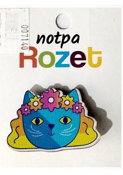 Notpa Rozet Ahşap Çiçekli Kedi - 3 Adet Çok Renkli