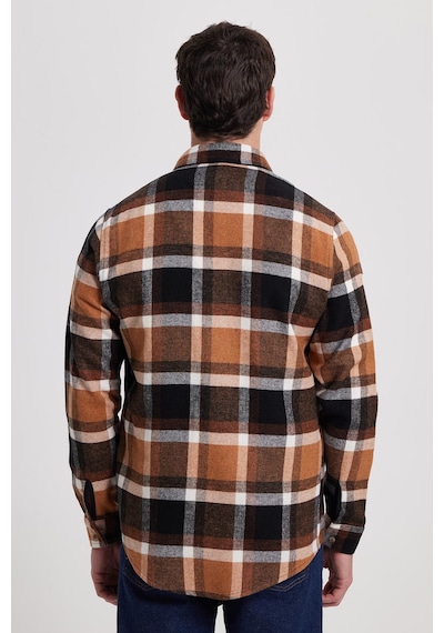 Tudors Erkek Slim Fit Dar Kesim Kareli Kışlık Oduncu Gömlek-42368 Çok Renkli