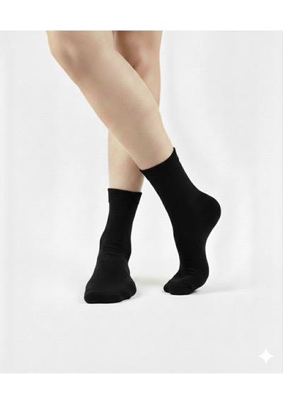 Ozzy Socks Kadın 4 Çift Bambu Lastiksiz Sıkmayan Diabetik Bilek Çorap Siyah