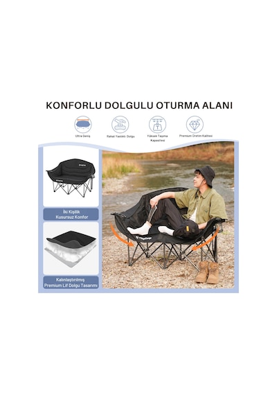Kingcamp Loveseat Double Çift Kişilik Katlanır Kamp Sandalyesi Black Siyah