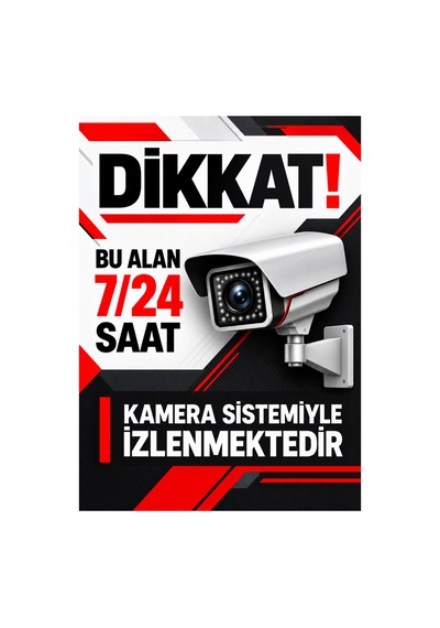 Kamera Uyarı Levhası 7/24 Kamera Sistemi İle İzlenmektedir Villa Bina Apartman İş Yeri Güvenlik Kamerası Tabelası 5 Mm Dekota Sade
