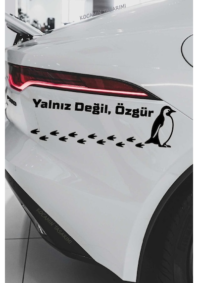 Nihilist Penguen Sticker Yalnız Değil Özgür Penguen Araba Stickerı Siyah Oto Kaput Yazı Sticker 40 Cm
