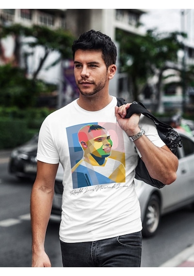 Noıssey Mavi Ronaldo Nazario Brezilya Real Madrid Inter Efsane Futbolcu Baskılı T-shirt Pnr Beyaz