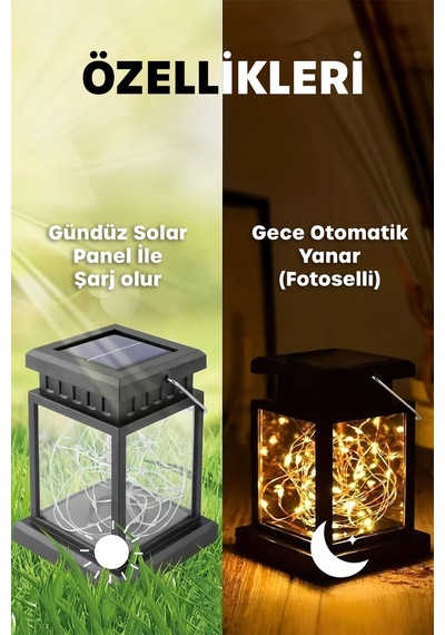 Solar Güneş Enerjili Otomatik Bahçe Lambası Fotoselli Askılı Şerit Ledli Bahçe Aplik Lambası Jf63 Siyah