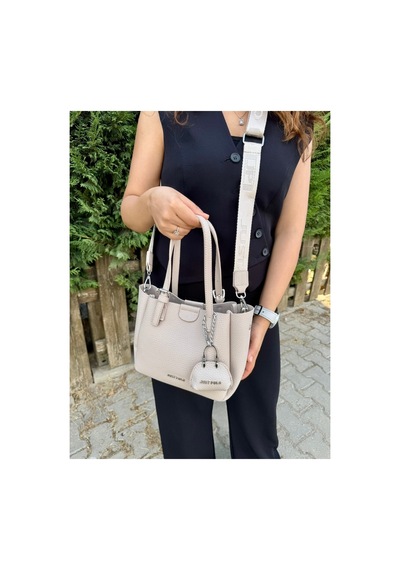 Just Polo Kadın Yeni Sezon 3 Bölmeli Yumuşak Deri Lüks Ve Şık Dokunuş El & Omuz Çantası Shoulder Bag Ekru 85782561