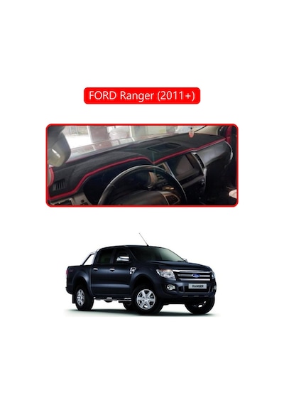 Ford Ranger 2011+ Torpido Koruma Halısı Kırmızı Kenar