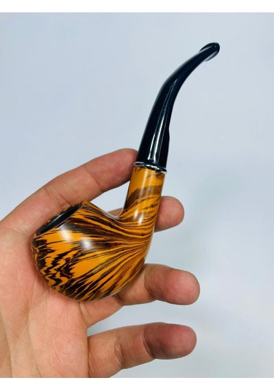 Ahşap Görünümlü Çizgili Pipo 2parça //13cm