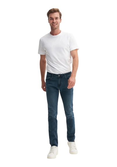 Cazador Parker Normal Bel Extra Slim Fit Dar Paça Jean Pantolon-03580 Mavi