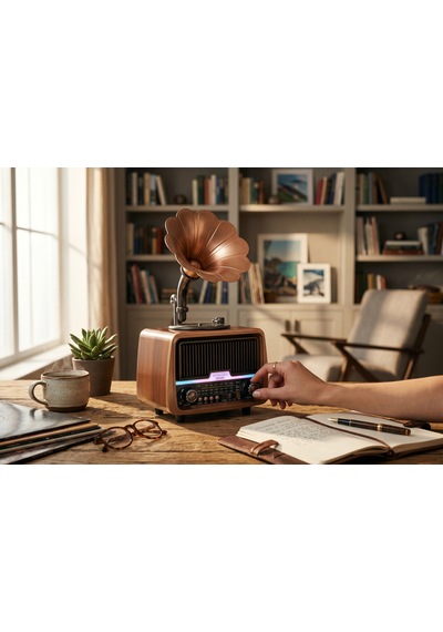 Rt-601 Gramafon Nostaljik Radyo,bluetooth Led Detay Nostalji Radyo
