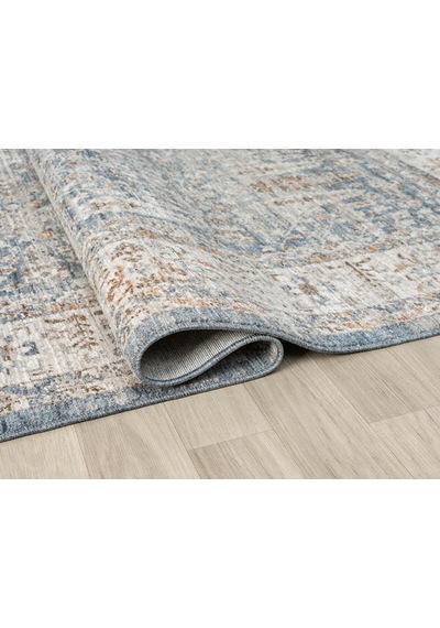 Mariesse Home Vintage Eskitme Desenli Makine Dokuma Salon Oturma Odası Halısı 10207 Mavi