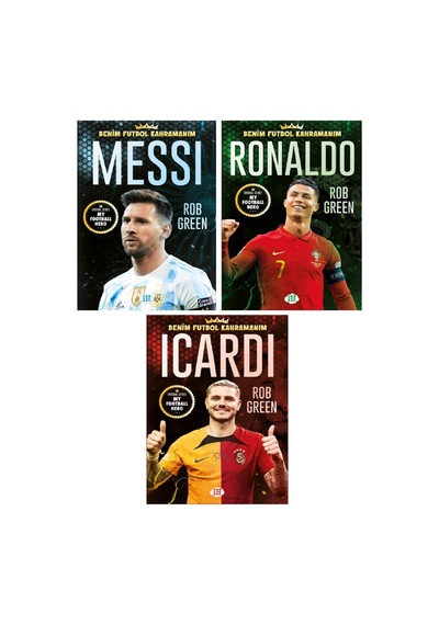 Dokuz Benim Futbol Kahramanım Messi - Ronaldo - İcardi Poster Sticker Futbolcu Kartı Hediyeli