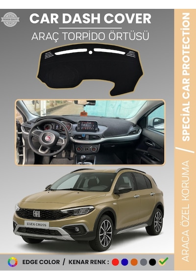 Fiat Egea Cross 2020+ Ekranlı Torpido Örtüsü Ön Göğüs Koruma Torpido Koruma Tam Uyum Kolay Montaj - 332 Stiloto
