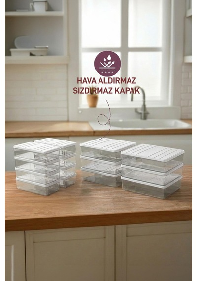 Nora Kışlık Buzluk Hazırlık Seti 14 Parça 6 Adet 2.25 Lt.+ 8 Adet 1 Lt. Ekru