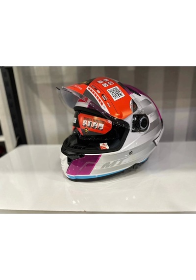 Mt Helmets Mt Thunder 4 Sv Tears C8 Motosiklet Kaskı Pembe - Parlak İnci Beyazı