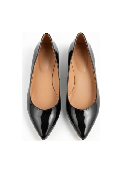 Ne&ve Shoes Siyah Rugan Sivri Burun Kadın Şık Ve Rahat Günlük Babet