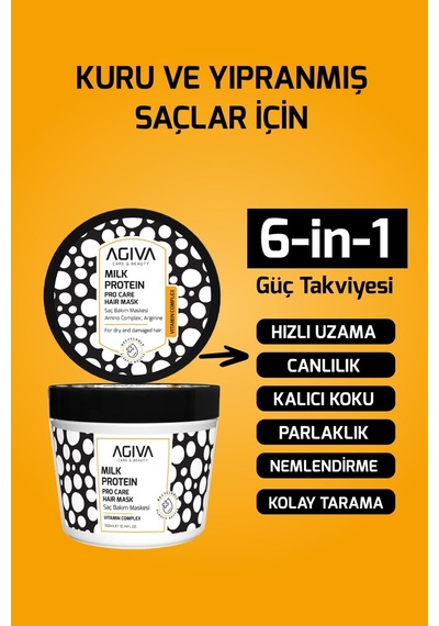 Milk Protein Kuru Ve Yıpranmış Saçlar İçin Saç Maskesi Agiva Care & Beauty Amino Complex