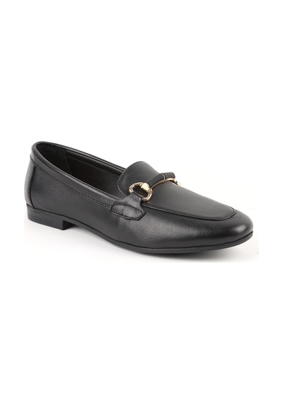 Libero L081.24217 Metal Toka Detaylı Düz Taban Kadın Loafer Ayakkabı Siyah