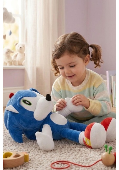50 Cm Büyük Boy Sonic Peluş Oyuncak Yumuşacık Sevimli Kahraman Çocuk Hediyesi Mavi