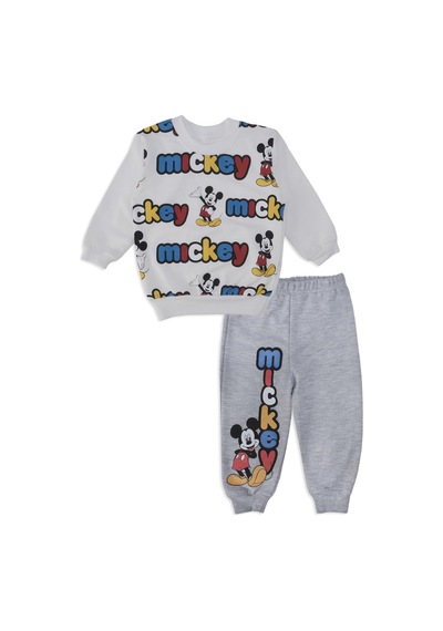 Bebelop Erkek Bebek Mickey Mouse Baskılı Yazılı 2'li Alt Üst Takım 001