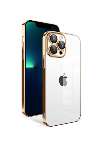 Zeyline Apple Uyumlu iPhone 13 Pro Max Kamera Korumalı Renkli Çerçeveli Zore Garaj Kapak-gold