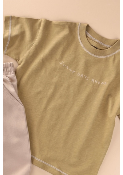 Cigit Pantolonlu T-shirt Takım 2-10 Yaş Olive Yeşil