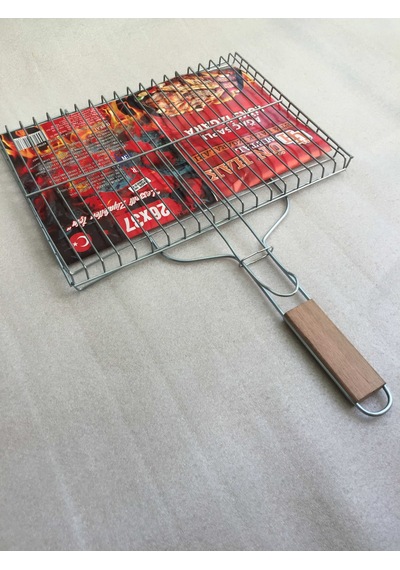 Ahşap Saplı Tel Izgara - Mangal Izgarası - Küçük Boy 26Cm x 37Cm