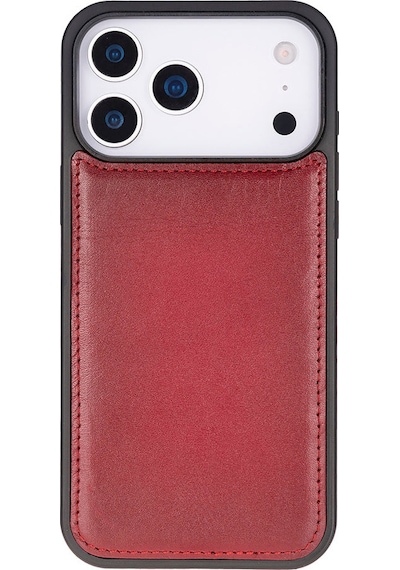 Bloomcase Magic Wallet Crimson Red Apple Uyumlu iPhone 17 Pro 6.3" Hakiki Deri Çıkarılabilir Cüzdanlı Telefon Kılıfı Kırmızı