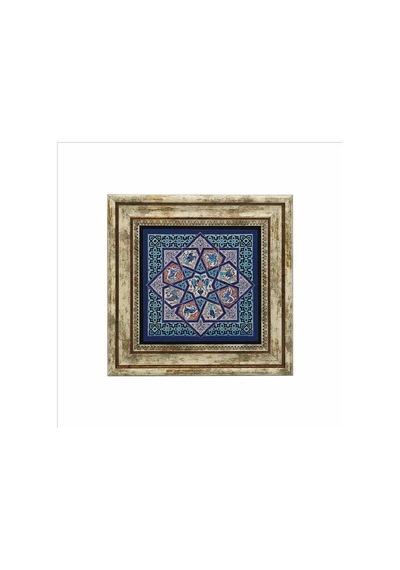 Anadolu Selçuklu Çini Motifi Baskılı Taş Tablo 25x25