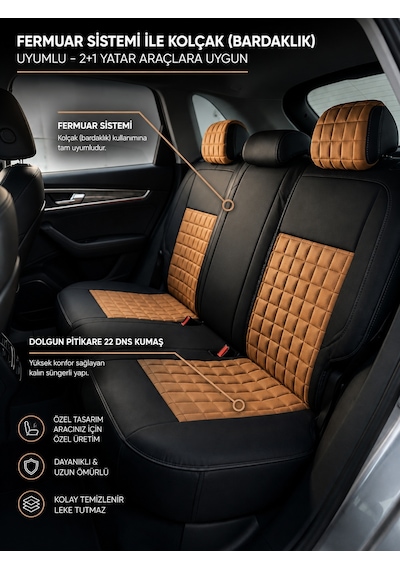 Fiat Punto Araçlara Uyumlu Arkalı Önlü Takım Dolgulu Oto Kılıfı - Piksel Seri 63035686