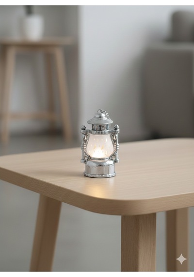 7 Cm Ledli Dekoratif Fener Altın Gümüş Anahtarlık Pilli Masa Üstü Süs Diğer