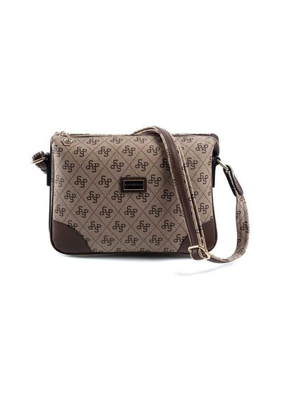 Silver Polo Sp784 Kadın Çapraz Çanta Monogram Koyubej-kahve