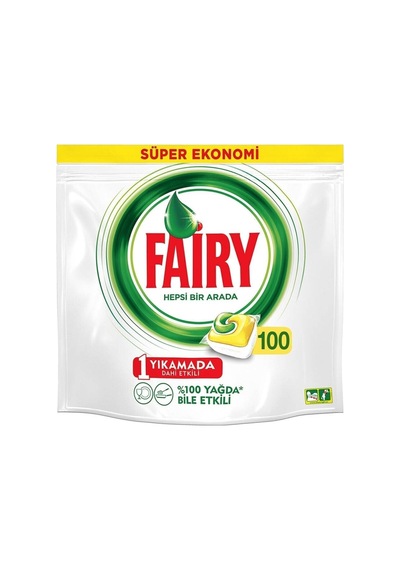 Fairy Hepsi Bir Arada 100 Yıkama Bulaşık Makinesi Deterjanı Kapsülü Limon Kokulu