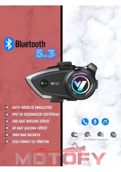 Y80 Kablosuz Bluetooth Motosiklet Kask Kulaklık Intercom Kaliteli Hoparlör Ve Mikrofon