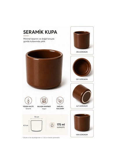 Kahverengi Seramik Kupa 175 Ml Minimal Kahve Kupası Çay Fincanı Espresso Ve Türk Kahvesi Bardağı Kahverengi - 902253260 Kahverengi Kahverengi Seramik Kupa 175 Ml Minimal Kahve Kupası Çay Fincanı Espresso Ve Türk Kahvesi Bardağı Kahverengi - 902253260 Kahverengi