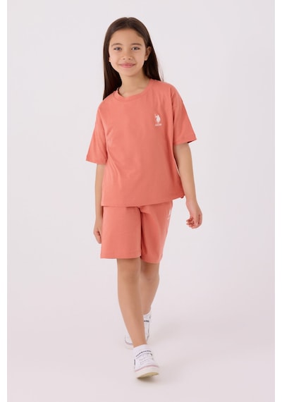 U.S. Polo Assn. U.s. Polo Assn Kız Çocuk Pembe Bermuda Takım Us1848-c-v39 Pembe