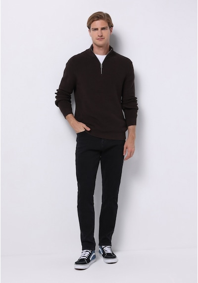 Colin's Colins Regular Fit High Neck Jakarlı Erkek Kahverengi Kazak Cl1076440 Q1.v2 Brw Kahverengi