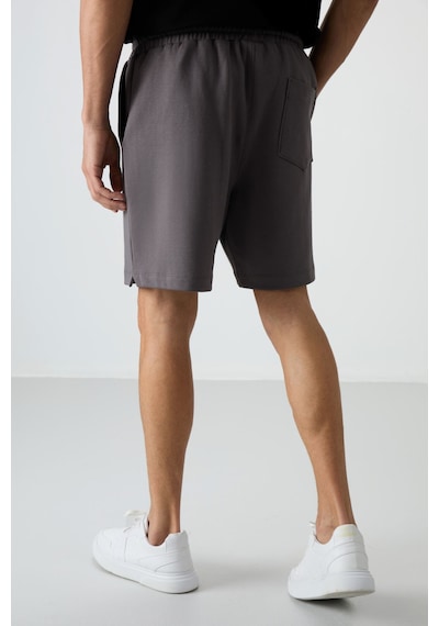 Air Jones Tommy Life Koyu Gri Pamuklu Kalın Yumuşak Dokulu Comfort Fit Basic Erkek Şort - 81274 Koyu Gri