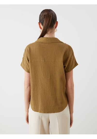 Lcwaıkıkı Classic Yeşil Loose Fit Dokulu Kadın Gömlek