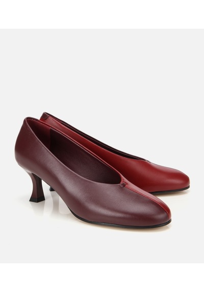 Hotiç Kadın Deri Bordo Vişne İki Renkli İnce Topuklu Stiletto