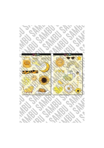 Yellow Aesthetic Temalı Sticker Etiket Seti 2 - Sarı Sticker - Laptop Notebook Telefon