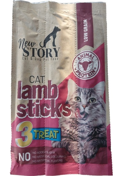 New Story Kuzu Etli Kedi Ödül Çubukları Lamb Cat Sticks 3 x 5 G