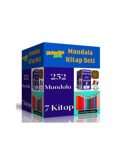 Mandala Kitap Seti (7 Kitap Ve 12 Adet Kuru Boya Kalemi)