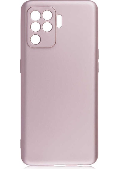Kilifone - Oppo Uyumlu Reno 5 Lite - Kılıf Mat Renkli Esnek Premier Silikon Kapak - Rose Gold